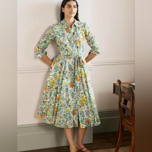 Boden Kitty Midi Shirt Dress 12 XL Lemon Fizz